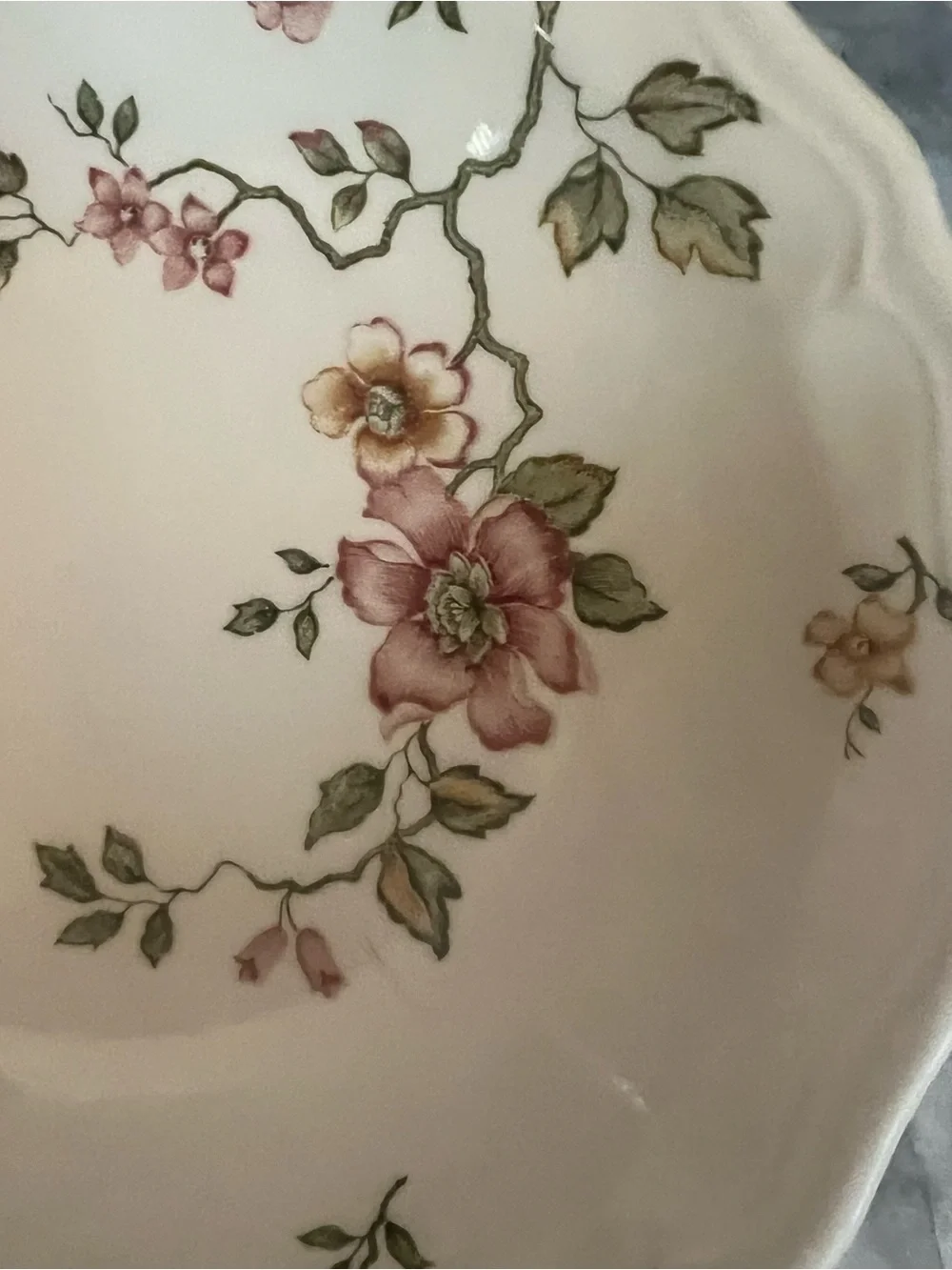Vintage Cream Ceramic Serving Bowls with Pink and Yellow Floral Motif - Set of 2